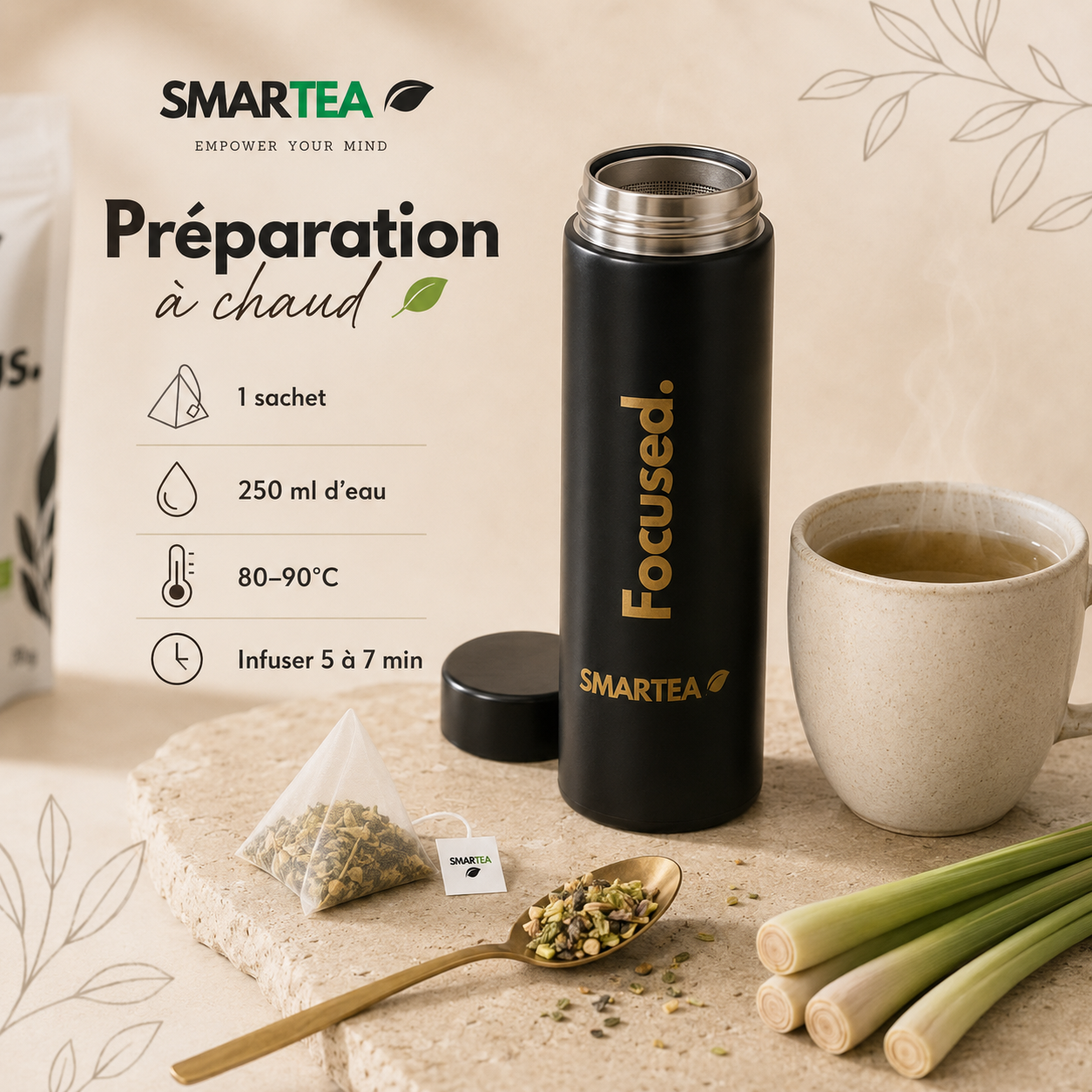 SMARTEA-Paket – Zitronengras-Mate + Infusionsflasche