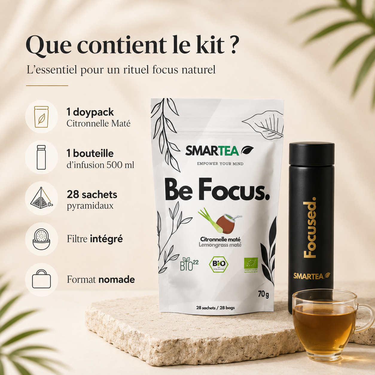 SMARTEA-Paket – Zitronengras-Mate + Infusionsflasche